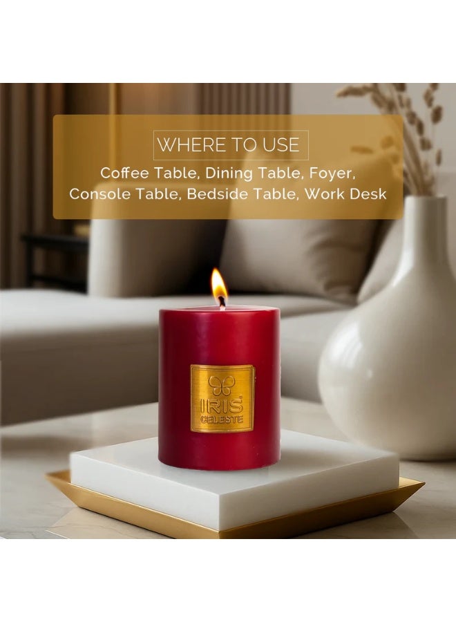 IRIS CELESTE Rose Gold Scented Pillar Candle 3 inch - 320grams, 11oz | 40 hours Burn-time | Warm Floral Fragrance | Perfect for Festivities & Gifting, Ceremonies, Meditation & Room Perfuming - Image 3